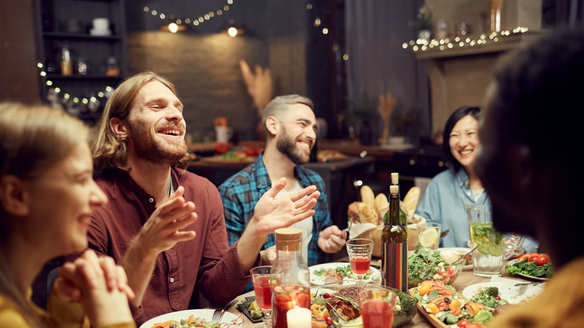 Friends dining together